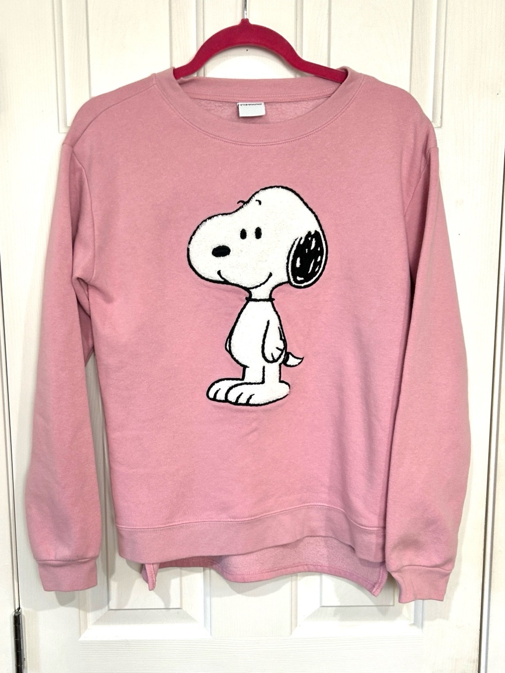 Peanuts Snoopy Pink Sherpa Patch Sweatshirt  Oversized Medium /Large